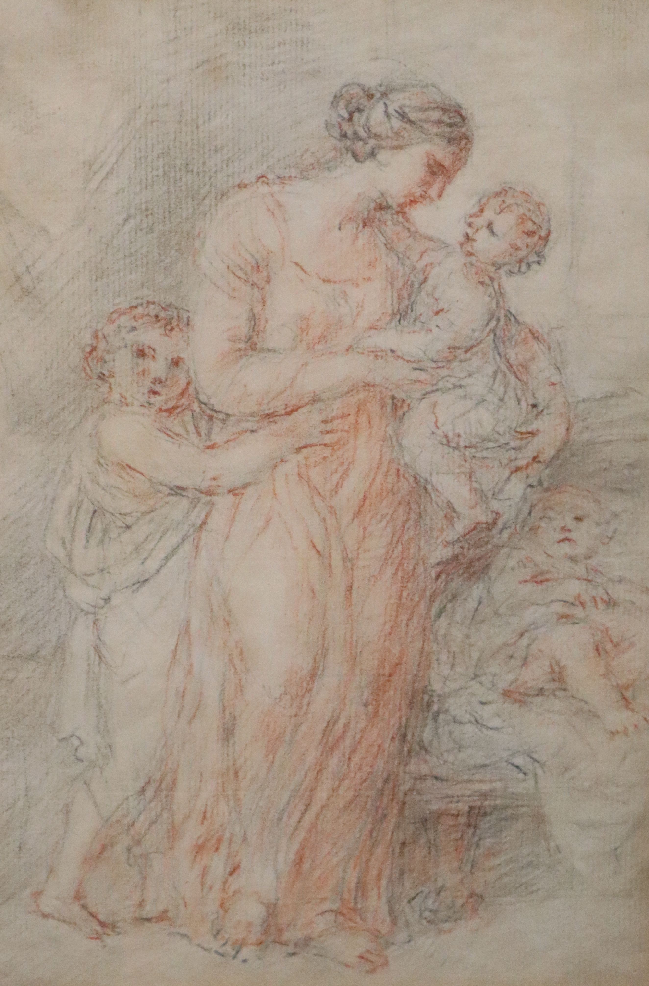 Attributed to Giovanni Battista Cipriani (1727-1785) A mother and her children 8 x 5.5in.